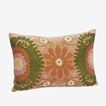 Load image into Gallery viewer, Embroidered velvet cushion cover 40x60, Old rose/Green