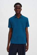 Laden Sie das Bild in den Galerie-Viewer, Polo-T-Shirt aus Stretch-Baumwolle, Night Teal
