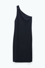 Load image into Gallery viewer, One Shoulder Jersey Dress Black