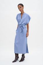 Load image into Gallery viewer, Belted Stand Collar Dress Air Blue