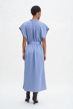 Load image into Gallery viewer, Belted Stand Collar Dress Air Blue
