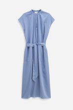 Load image into Gallery viewer, Belted Stand Collar Dress Air Blue