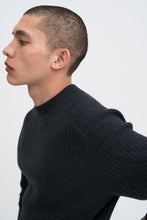 Load image into Gallery viewer, Cotton Merino Mock Neck Sweater Anthracite Melange