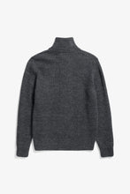 Load image into Gallery viewer, Hagen Wool Cotton Rib Full Zip Jacket Dark grey mel.