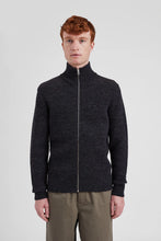 Load image into Gallery viewer, Hagen Wool Cotton Rib Full Zip Jacket Dark grey mel.