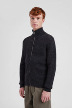 Load image into Gallery viewer, Hagen Wool Cotton Rib Full Zip Jacket Dark grey mel.