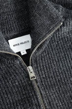Load image into Gallery viewer, Hagen Wool Cotton Rib Full Zip Jacket Dark grey mel.