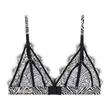 Laden Sie das Bild in den Galerie-Viewer, LOVE LACE Zartes Triangel-Bralette, Zebra-Print