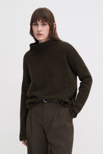 Load image into Gallery viewer, Mika Yak Funnelneck Sweater Dark Khaki Green