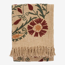 Load image into Gallery viewer, Suzani embroidered throw 130x180, Sand/ruby wine