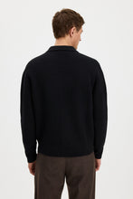 Laden Sie das Bild in den Galerie-Viewer, Ribbed Wool Zip Cardigan, Black