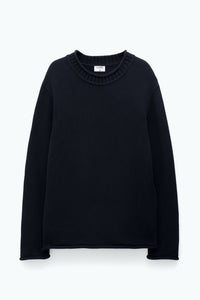 Rolled Hem Sweater Black