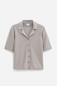 Shortsleeve Collar Cardigan Moss Grey