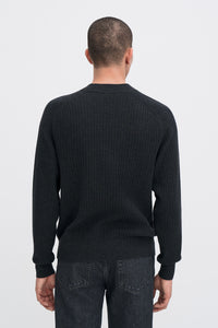 Cotton Merino Mock Neck Sweater Anthracite Melange