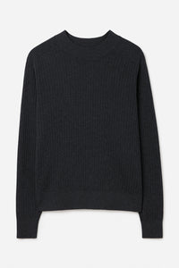 Cotton Merino Mock Neck Sweater Anthracite Melange