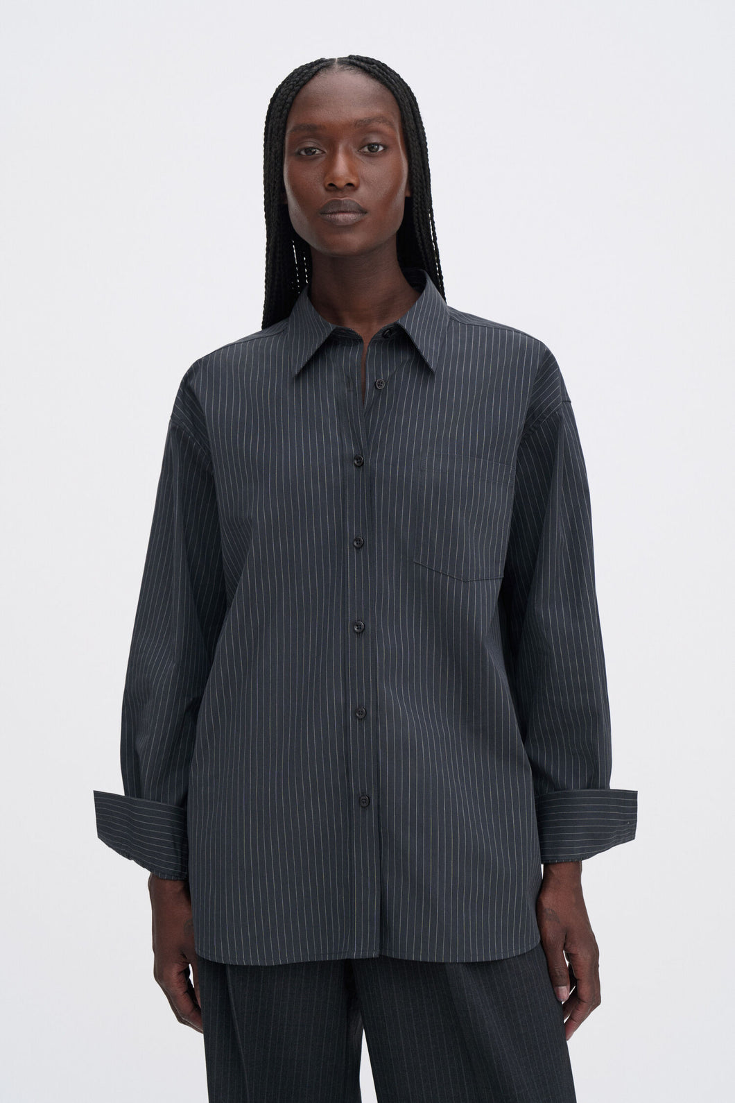Sammy Pinstripe Shirt Charcoal