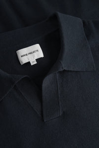Leif Cotton Linen Polo Dark navy