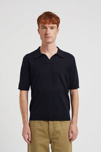 Leif Cotton Linen Polo Dark navy