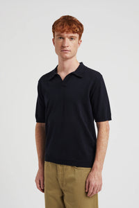 Leif Cotton Linen Polo Dark navy