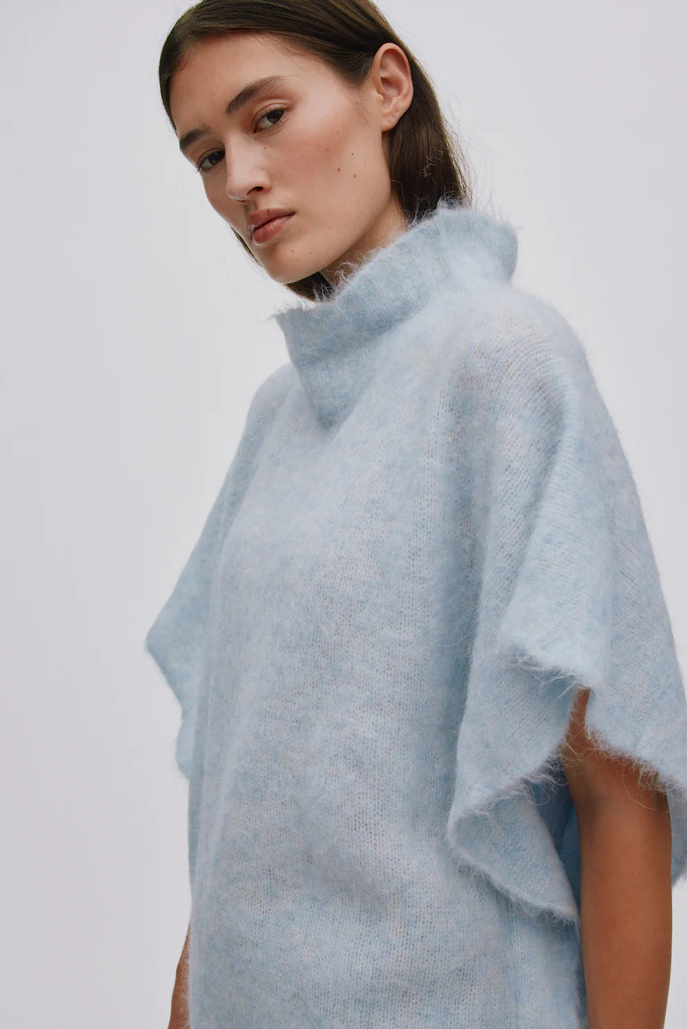 ASNA Superlight knit tunic top, Ice blue