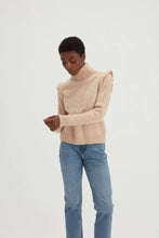 Load image into Gallery viewer, Roll Neck Frill Cable Sweater White
