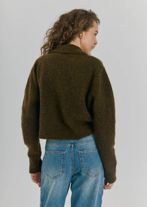 Halli short knit cardigan Army