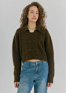 Halli short knit cardigan Army