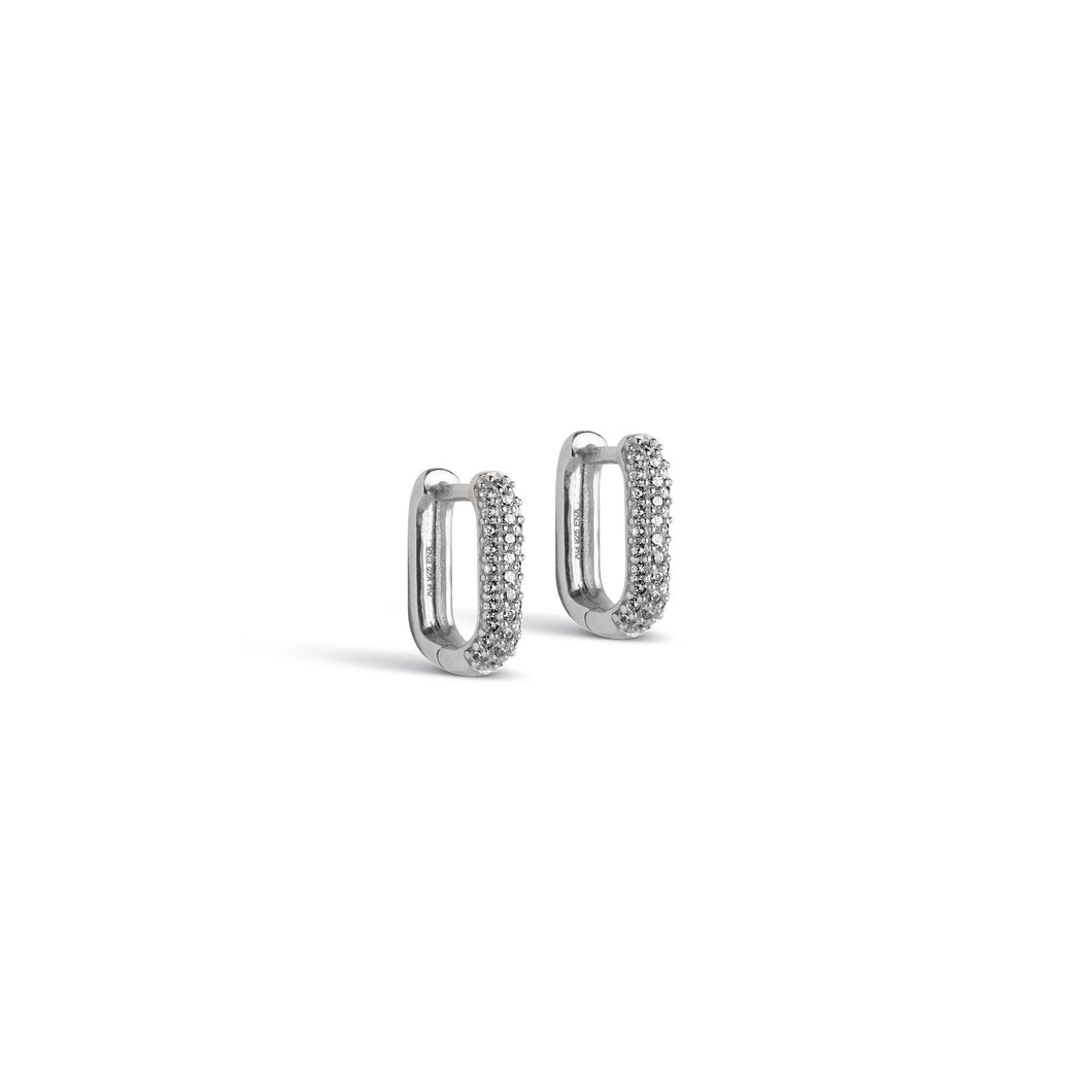 Sparkling Square 12 mm Hoops Silver
