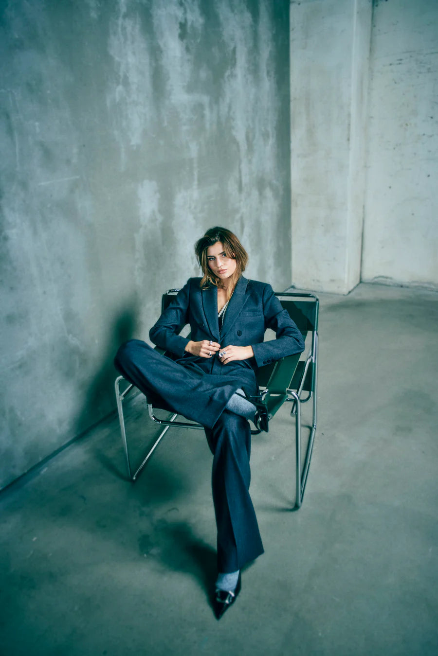 TAILOR High waist pants Med. Grey mel.