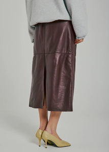 Shelby midi leather skirt Bordeaux
