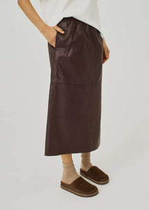 Shelby midi leather skirt Dark Brown