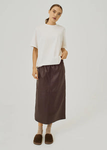 Shelby midi leather skirt Dark Brown