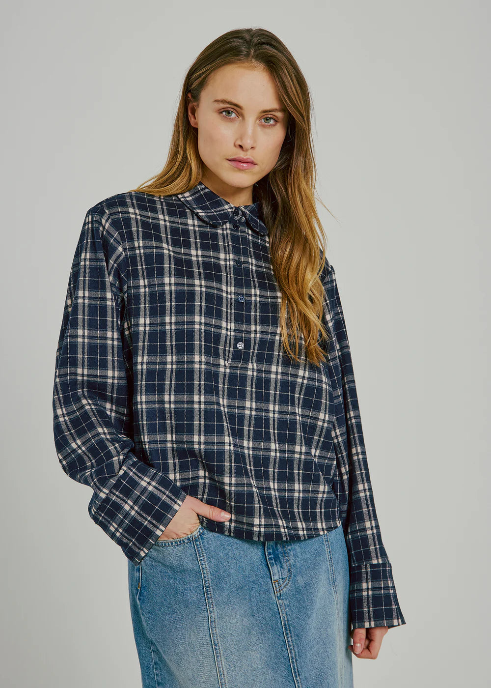 Sylvana top Navy check