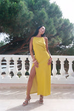 Load image into Gallery viewer, PANDORA drape fitted dress Acid yellow
