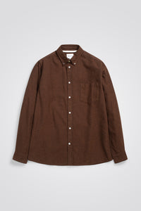 Anton Brushed Flannel Shirt Rust Brown
