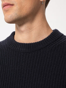 August Rib Wool Sweater Navy