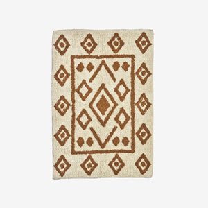 Tufted cotton bath mat 90x60, Off white/Mustard
