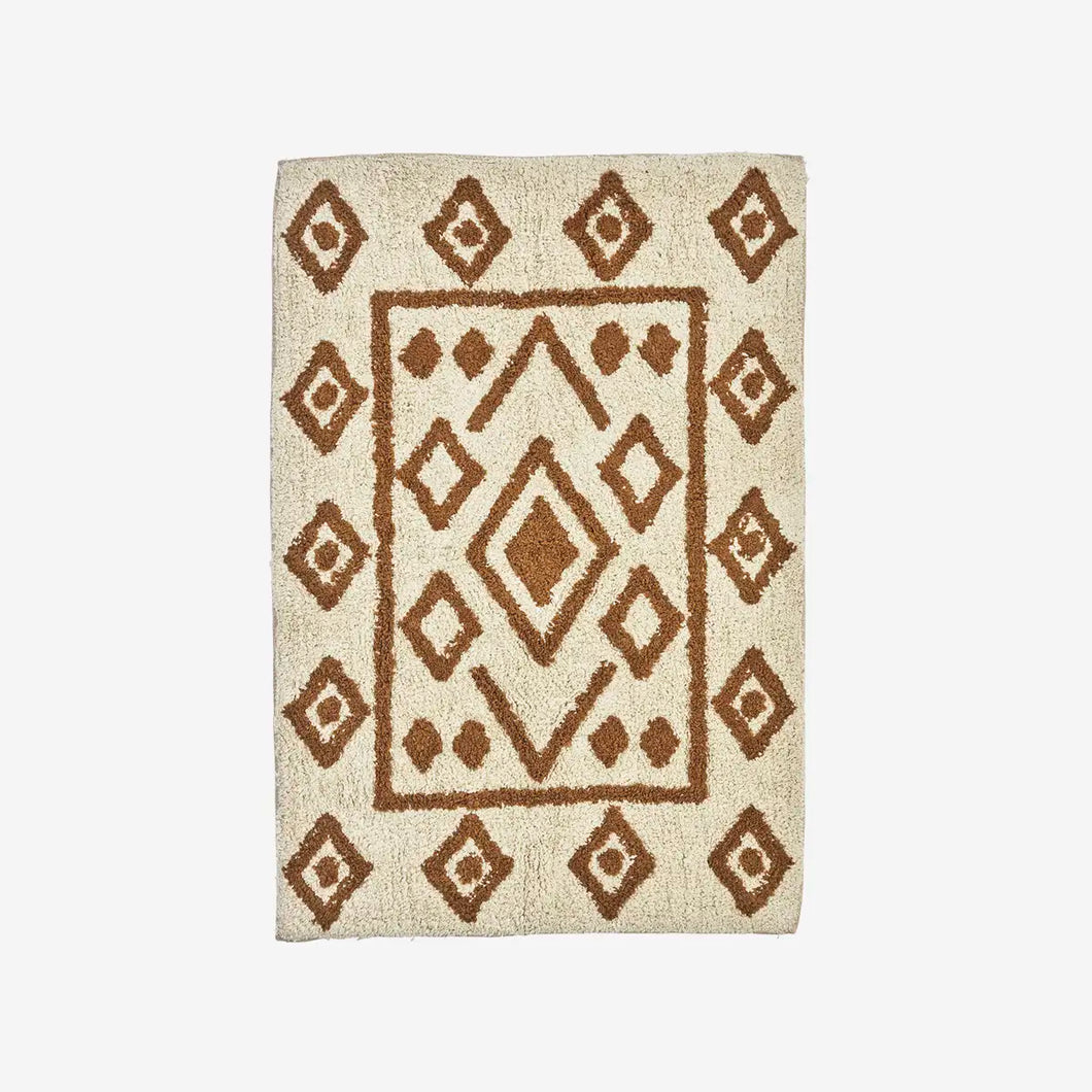 Tufted cotton bath mat 90x60, Off white/Mustard