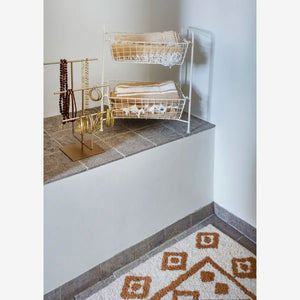 Tufted cotton bath mat 90x60, Off white/Mustard