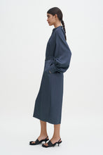 Load image into Gallery viewer, Belted Long Sleeve Dress Dawn Blue
