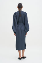 Load image into Gallery viewer, Belted Long Sleeve Dress Dawn Blue
