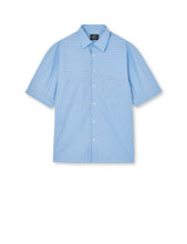 Load image into Gallery viewer, Breuer Cotton Poplin Shirt, White/Bright Cobalt Stripe

