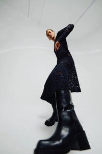 ENID Orchid lace dress Black