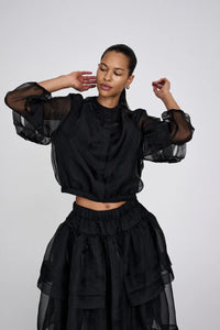 Everlyn Orgaza layer shirt jacket Black
