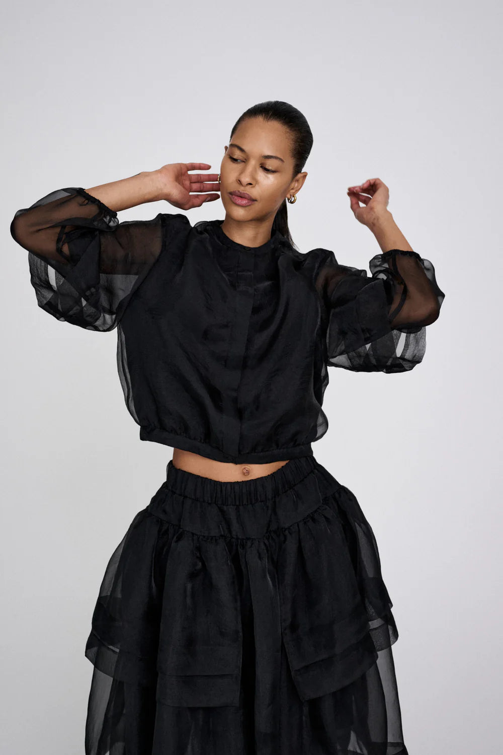 Everlyn Orgaza layer shirt jacket Black