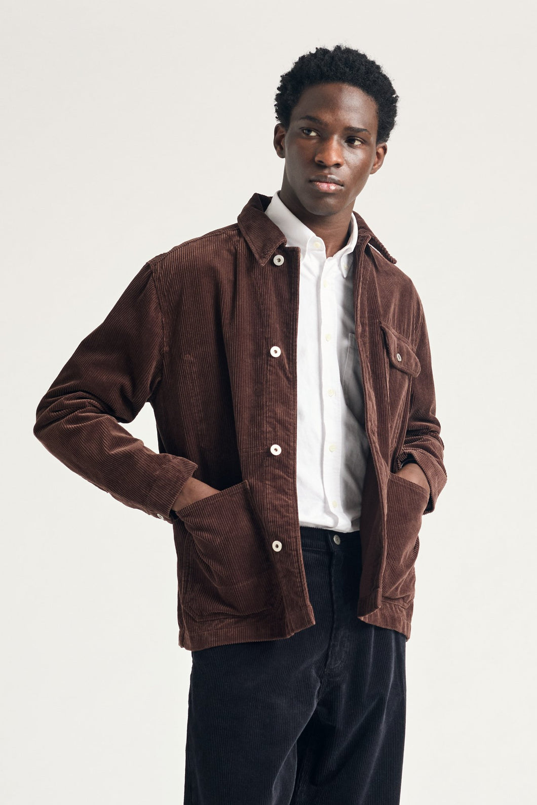 Folke Wide Wale Corduroy Chore Jacket, Espresso