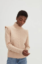 Load image into Gallery viewer, Roll Neck Frill Cable Sweater White
