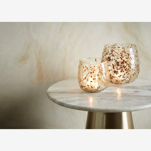 Glass votive w/ leaves