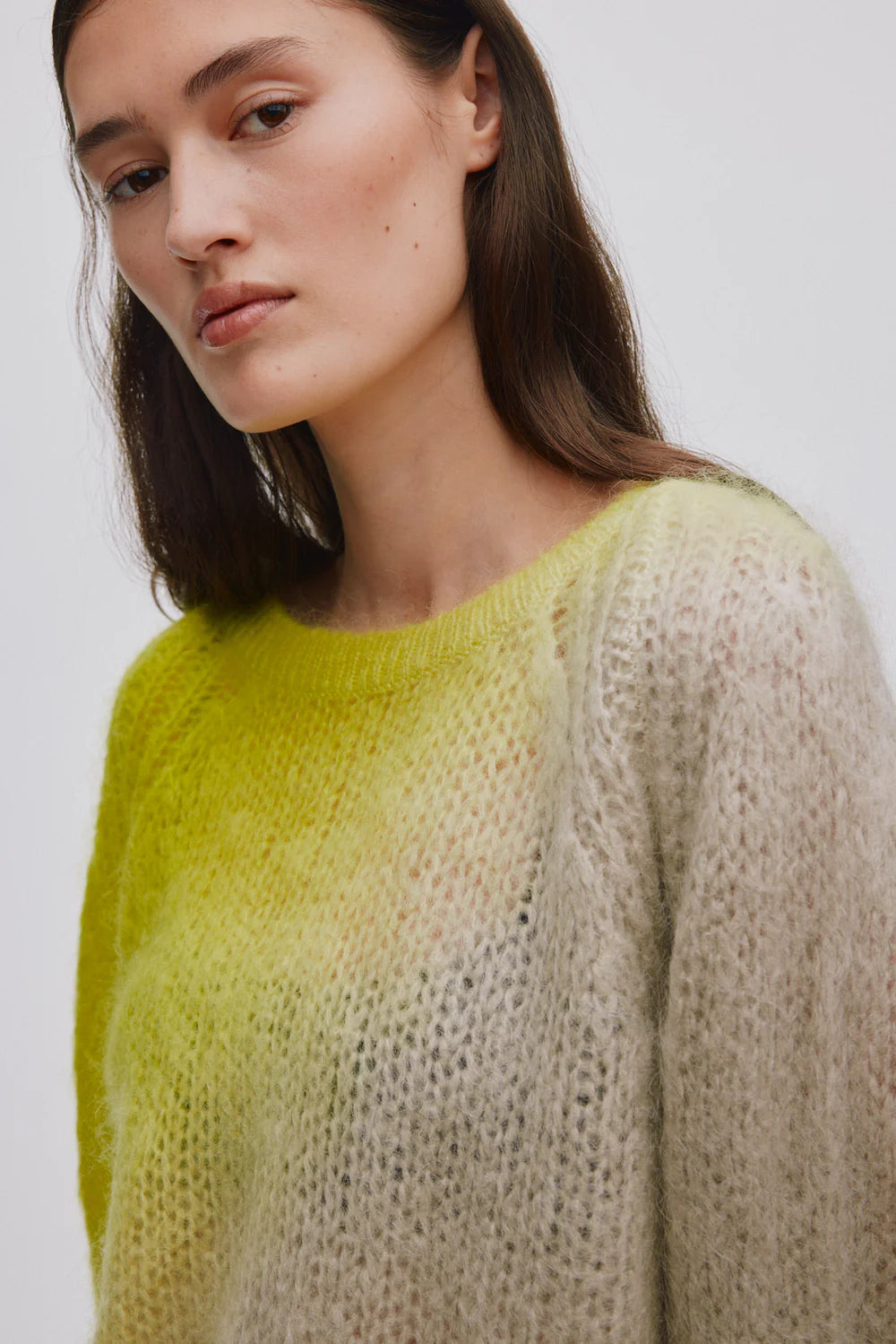JASMIN Cross dye boxy sweater, Limeade pelican combo