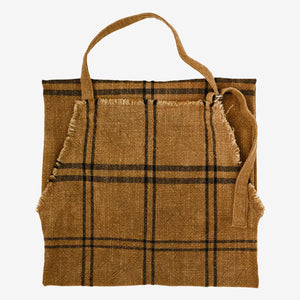 Checked apron with fringes Indian tan/Black